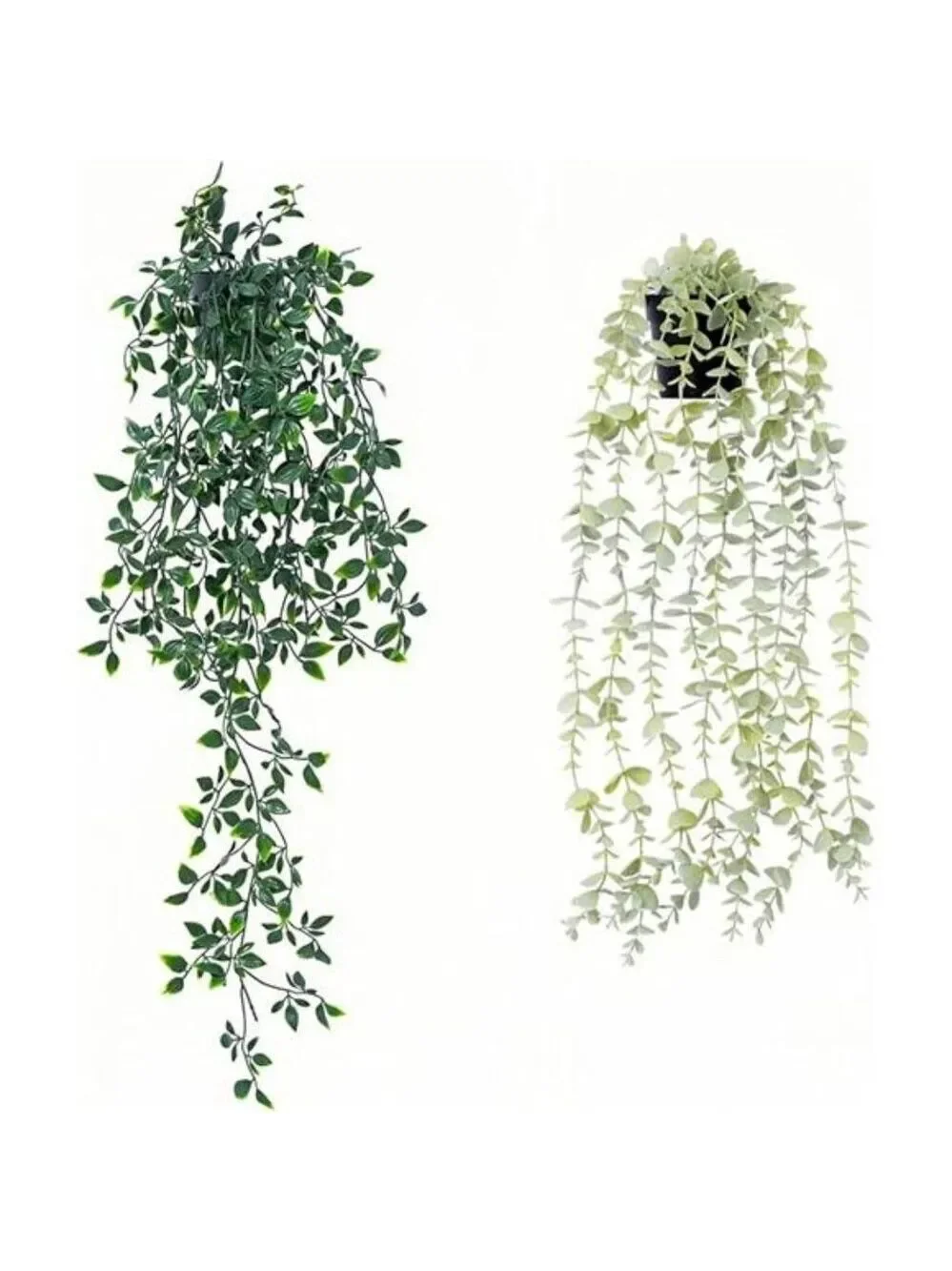 Artificial hanging plants set of 2 potted eucalyptus mandala leaves room decor